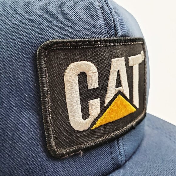 CAT Vintage Trucker Hat Snapback USA Blue Mesh Foam Caterpillar Tonkin NWOT - Picture 4 of 13